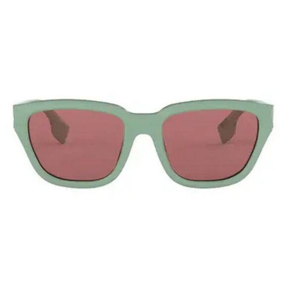 Burberry 54mm Square Sunglasses Frame Green Lens Violet - Picture 1 of 12